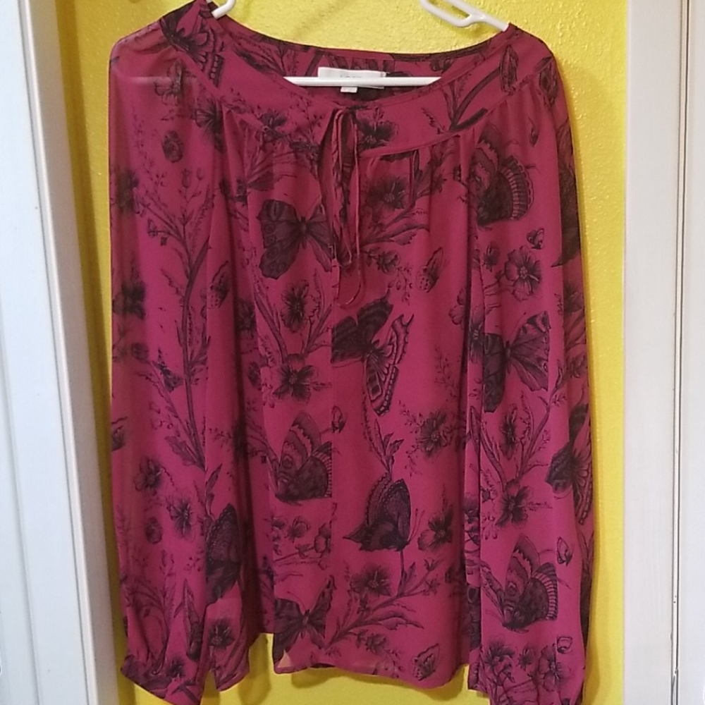 Ann Taylor Loft sheer long sleeve blouse